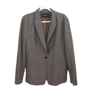 LAFAYETTE 148 NY Brown Wool Blend Blazer One Button Notched Lapel Women's 12
